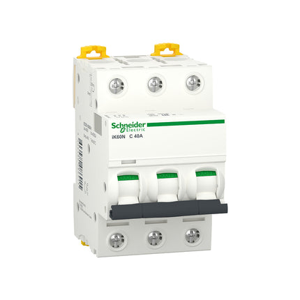 قاطع كهرباء أوتوماتيك MCB شنايدر Acti9 iK60N 40 أمبير 3P منحنى C 6kA A9K24340