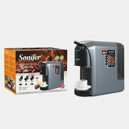 ماكينة قهوة تدعم الكبسولات والقهوة المطحونة 4 بـ 1 بمضخة ضغط عالية 19 بار ماركة Sonifer
