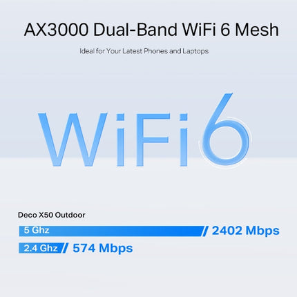 وحدة Deco X50-Outdoor / AX3000 للمنزل بالكامل مزودة بشبكة WiFi 6 للاستخدام الخارجي والداخلي
