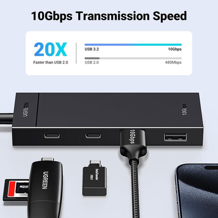 موزع USB رباعي الوظائف من UGREEN بسرعة 10 جيجابت في الثانية / 35583
