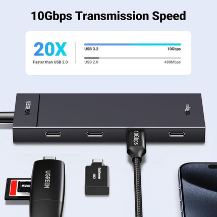 محول يوجرين 4 في 1 USB 3.2 الجيل الثاني بسرعة 10 جيجابت في الثانية مع 4 منافذ USB-C 3.2 / 35584