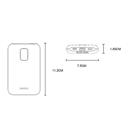 باوربانك Yesido YP48 بسعة 10000mAh – شحن سريع 22.5W مع كابل مدمج وشاشة LED