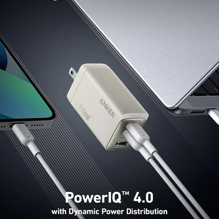 شاحن/عضمة شحن Anker 735 GaNPrime 65W مصمم لشحن سريع 3 منافذ USB-C + USB-A