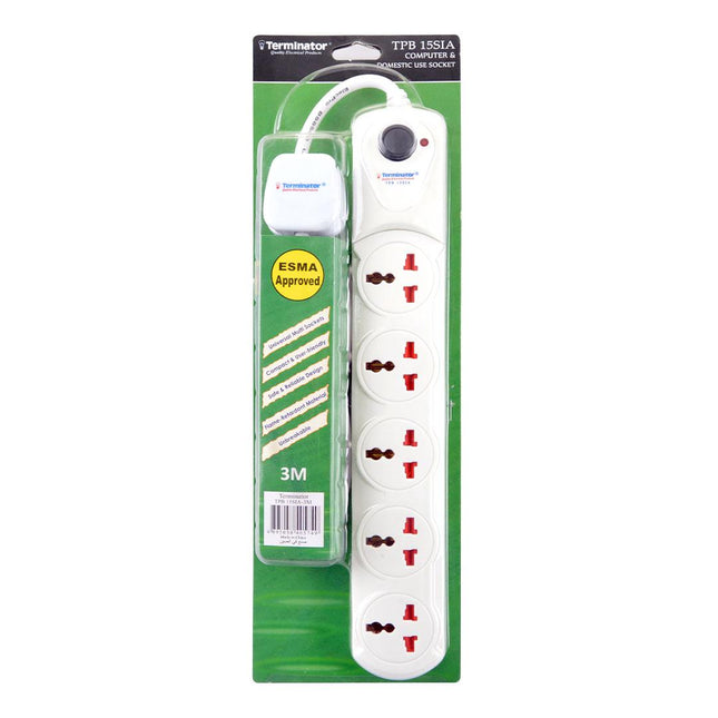 وصلة كهرباء ترميناتور 5 مداخل - 13 أمبير - 3 متر
