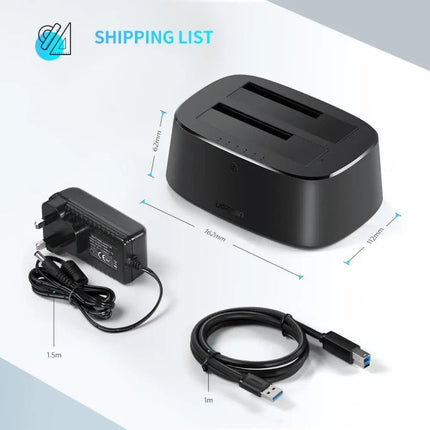 يوجرين - جهاز نسخ الأقراص الصلبة بمنفذ USB 3.0 إلى SATA ثنائي الفتحات - CLONER EU / 50857