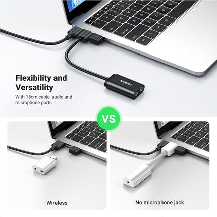 محول صوت سماعة الرأس من USB إلى 3.5 ملم من UGREEN / US205