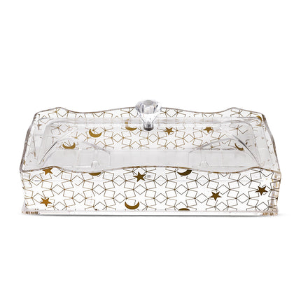 علبة أدوات مائدة أكريليك من Al-Hoora - شفاف وذهبي