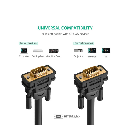 UGREEN VGA Male to Male Cable 1m-20m (Black) | VG101