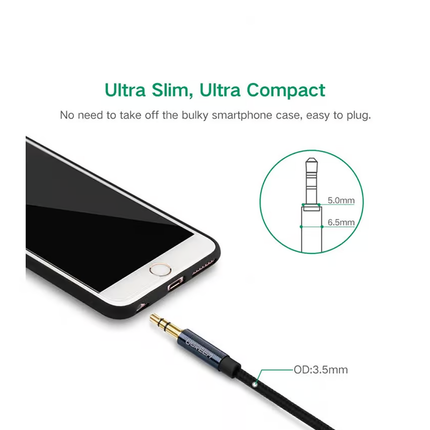 كابل صوت AUX من Ugreen بمقبس صغير مستقيم مقاس 3.5 مم (أزرق) / AV112