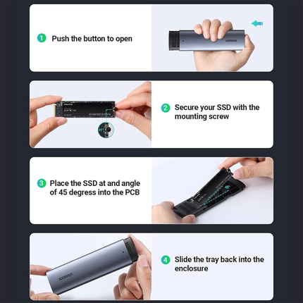 كابل USB-C أنثى إلى M.2 M-Key 10G من UGREEN، كابل C إلى C بطول 50 سم / 10902