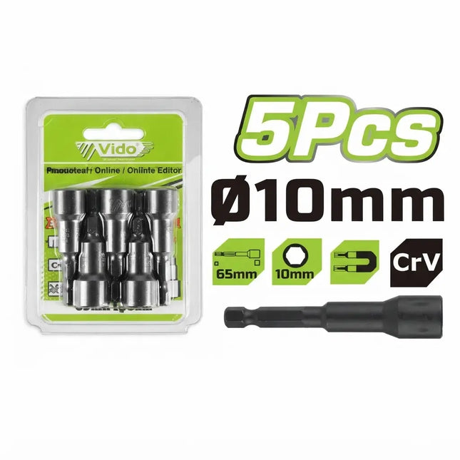 طقم بوكسات 10 ملم 5 قطع طول 65 ملم CrV من فيدو (WD72230650410)