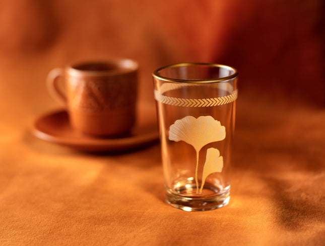 Chappelle Ginkgo Leaf Coffee Cup Set, 4 Pieces, 100 ml
