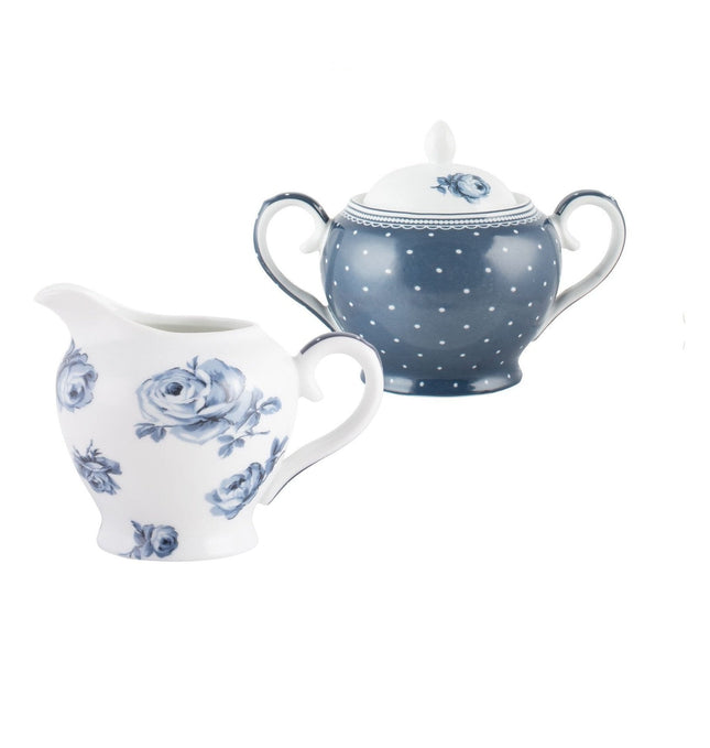 KATIE ALICE VINTAGE INDIGO SUGAR AND CREAMER SET