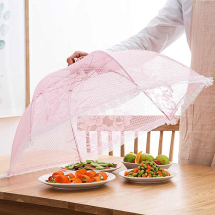 SWEETLY DOES IT UMBRELLA FOOD COVER - PINK AND WHITE POLKA 41CM