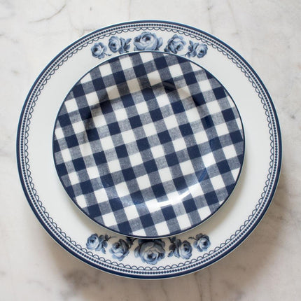 KATIE ALICE VINTAGE INDIGO GINGHAM SIDE PLATE