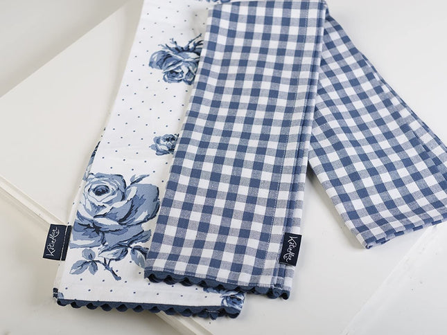 KATIE ALICE VINTAGE INDIGO SET OF 2 TEA TOWELS