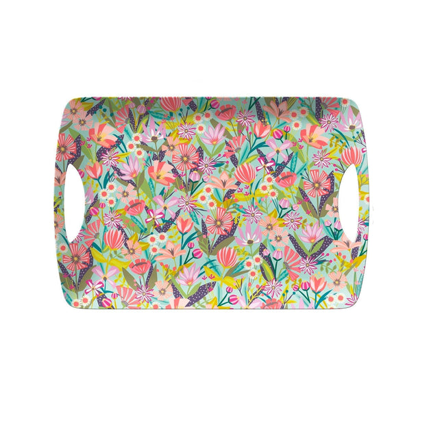 Iza Pearl - Handled Tray  - Blue Floral