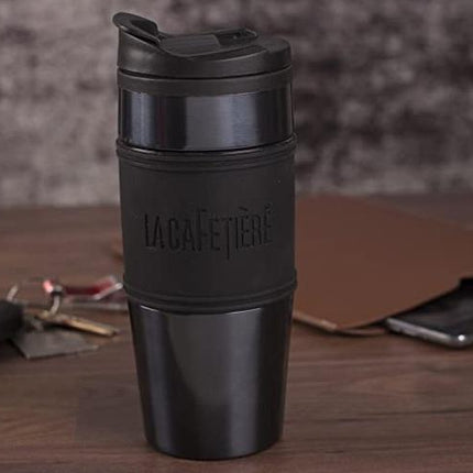 LA CAFETIERE 450ML TRAVEL FLASK PP INNER STAINLESS STEEL OUTER MATT BLACK