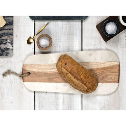 CREATIVE TOPS  NATURALS MARBLE AND ACACIA LONG SERVING BOARD