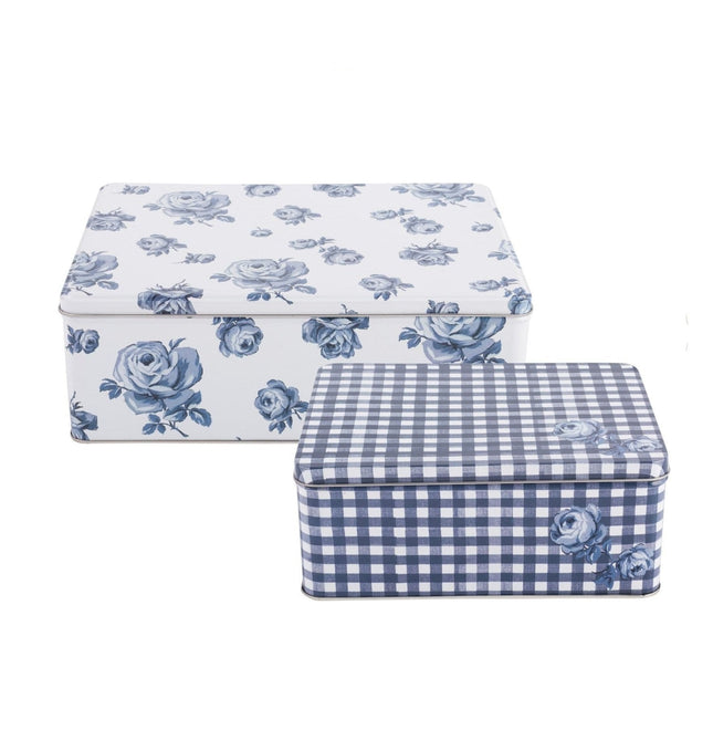 KATIE ALICE VINTAGE INDIGO SET OF 2 RECTANGULAR CAKE TINS