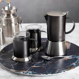 Creative Tops Navy Marble Round Matte Tray