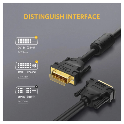 كابل فيديو رقمي ثنائي الوصلة من نوع UGREEN DVI-D 24+1 ذكر إلى ذكر - DV101