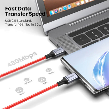 كابل بيانات Ugreen USB-C 2.0 ذكر إلى USB-C 2.0 ذكر 3 أمبير 1 متر | 60186