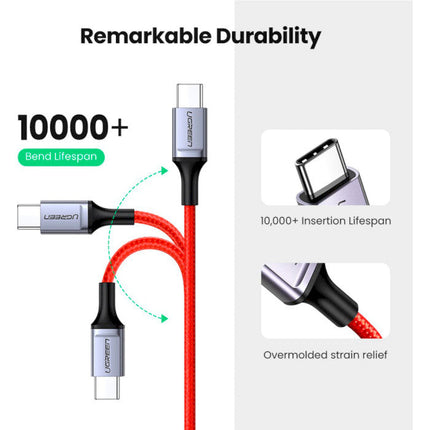 كابل بيانات Ugreen USB-C 2.0 ذكر إلى USB-C 2.0 ذكر 3 أمبير 1 متر | 60186