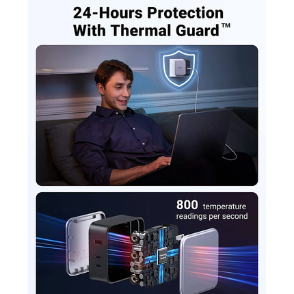 شاحن حائط يوجرين بقوة 140 واط3 منافذ مع كيبل بطول 1.5 متر | CD289