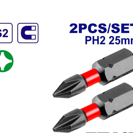 مجموعة رؤوس مفكات براغي مغناطيسية  PH2 × 25