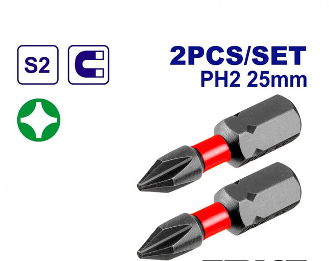 مجموعة رؤوس مفكات براغي مغناطيسية  PH2 × 25