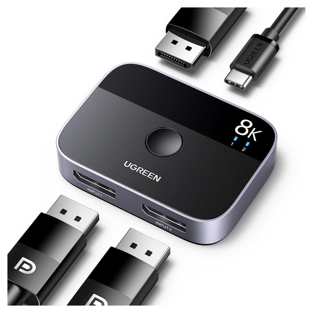 UGREEN 8K 30Hz HDMI DisplayPort 2 in 1 Bi-Directional Switch | 15708