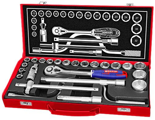 طقم مفاتيح مقبس 1/4 بوصة – 24 قطعة – EMTOP ESKT12243 | طقم مفاتيح مقبس 1/4 بوصة – 24 قطعة – EMTOP ESKT12243 |