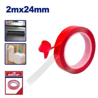 شريط لاصق دبل فيس شفاف – 2 متر   EMTOP EMPN9K24
