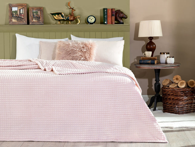 Emel Wellsoft Double-Sided Patterned Blanket - Powder