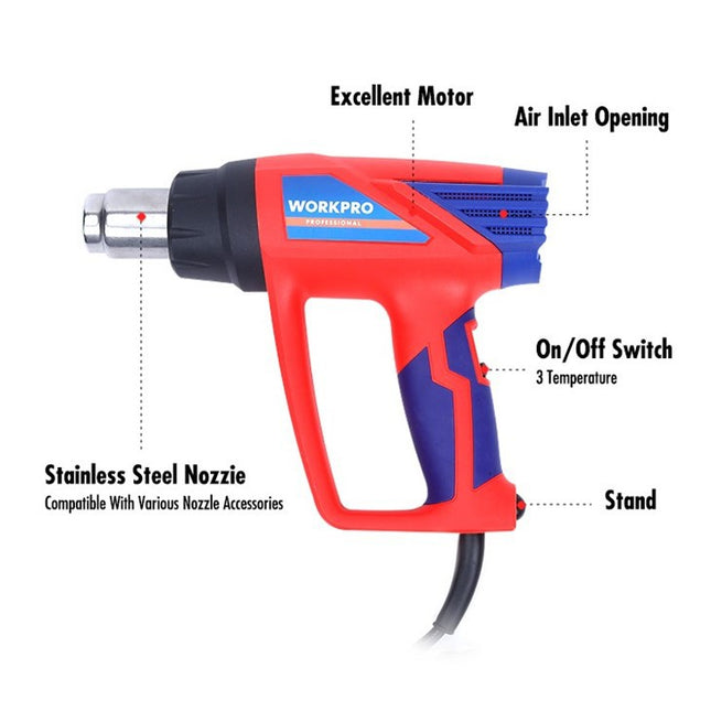سشوار حراري WORKPRO صناعي بقوة ٢٠٠٠ واط | WP474001