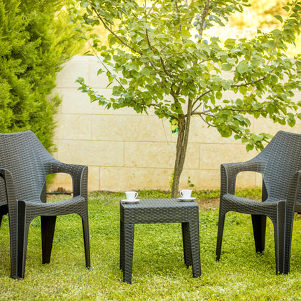 كرسي بابل راتان بلاستيكي بذراعين من سامبا