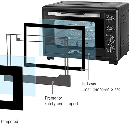 فرن تحميص زجاجي مزدوج من بلاك + ديكر 55 لتر