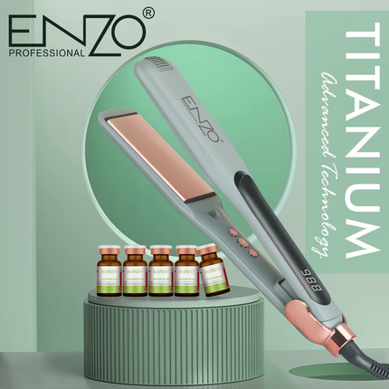 ستريتنر الشعر الاحترافي بدرجة حرارة 988 فهرنهايت مع 5 عبوات سيروم هدية ماركة ENZO