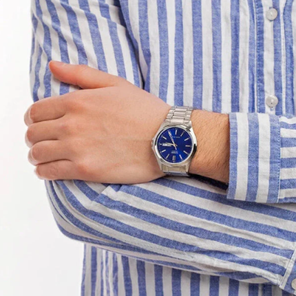 ساعة كاسيو الرجالية من الستانلس الستيل الفضي موديل CASIO MTP-1239D-2A