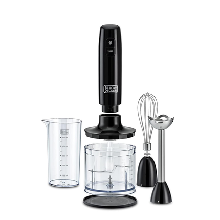 خلاط يدوي 3 بـ 1 مع خفاقة وقطاعة من الستانلس ستيل قوة 600 واط من Black & Decker