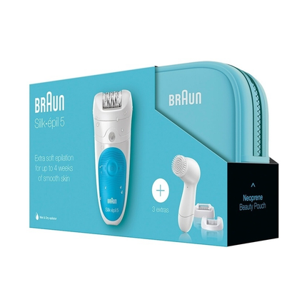 ماكينة ازالة الشعر وماكينة تنظيف البشرة للسيدات مع 3 رؤوس ماركة Braun Silk-épil 5