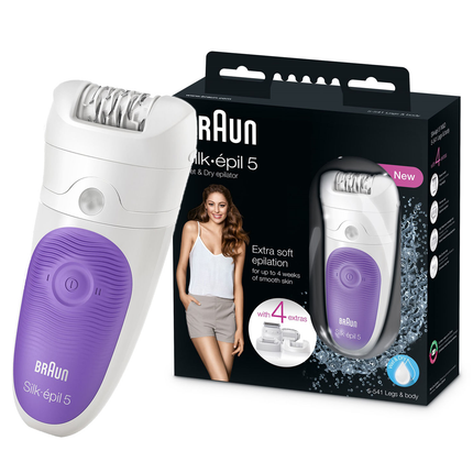 ماكينة إزالة الشعر براون اللاسلكية 4 بـ 1 للاستخدام الجاف والرطب ماركة 5 Braun Silk-Epil