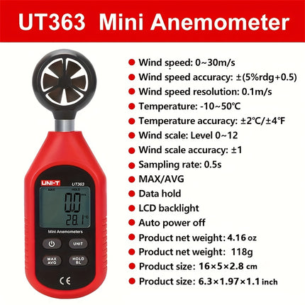 مقياس سرعة الرياح الرقمي UNI-T UT363