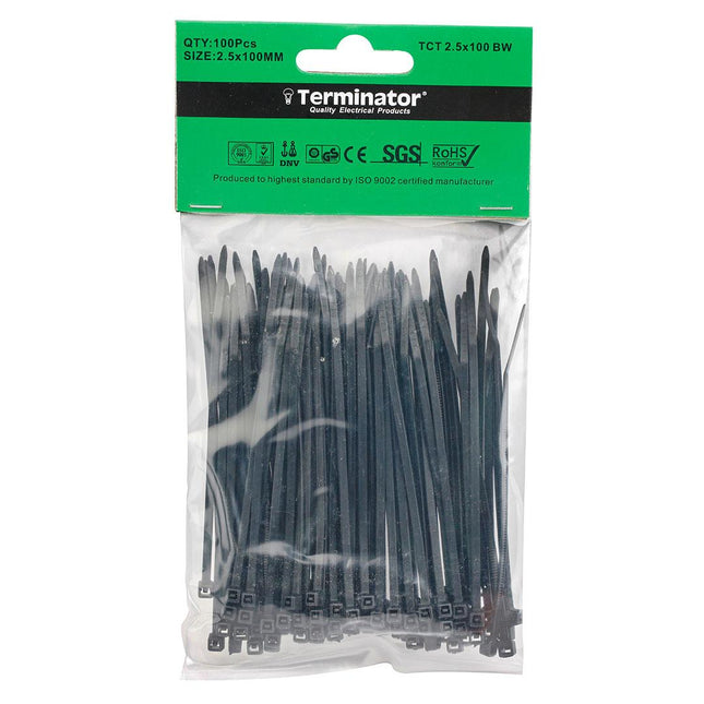 مرابط بلاستيك ترميناتور 100 *0.25 سم /  100 قطعة - أسود