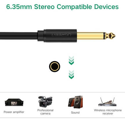كابل صوت Ugreen كابل ميكروفون XLR (أنثى) - مقبس 6.35 مم (ذكر) أسود/ AV131