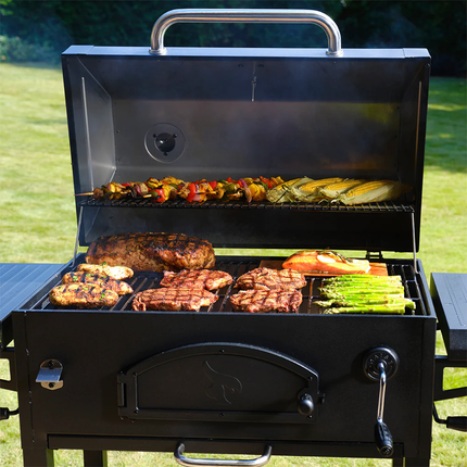 شواية الفحم Char-Griller Legacy 870 بوصة مربعة شبكات حديد الزهر