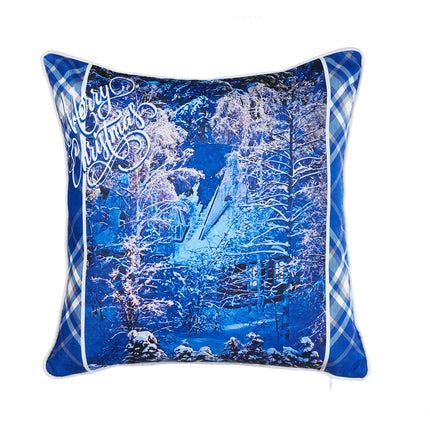 غطاء وسادة بتصميم مطرز من ARMN Azure - أزرق داكن وأبيض