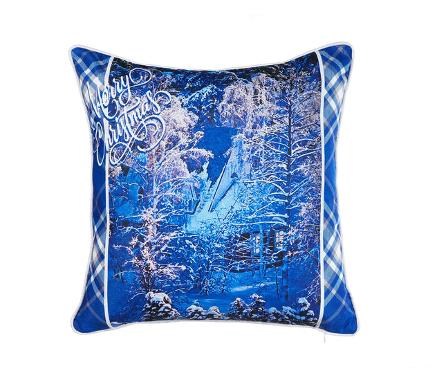 غطاء وسادة بتصميم مطرز من ARMN Azure - أزرق داكن وأبيض