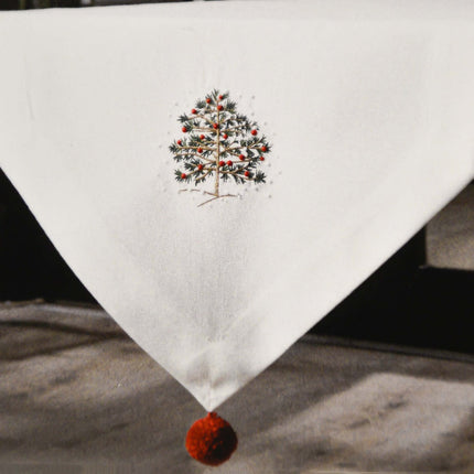 مفرش طاولة رفيع مطرز من ARMN Azure - أبيض وأحمر